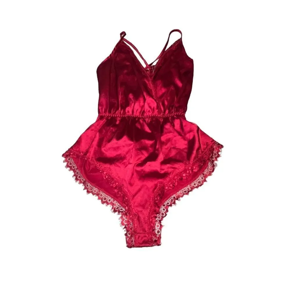 Avid Love Red Satin Teddy Bodysuit